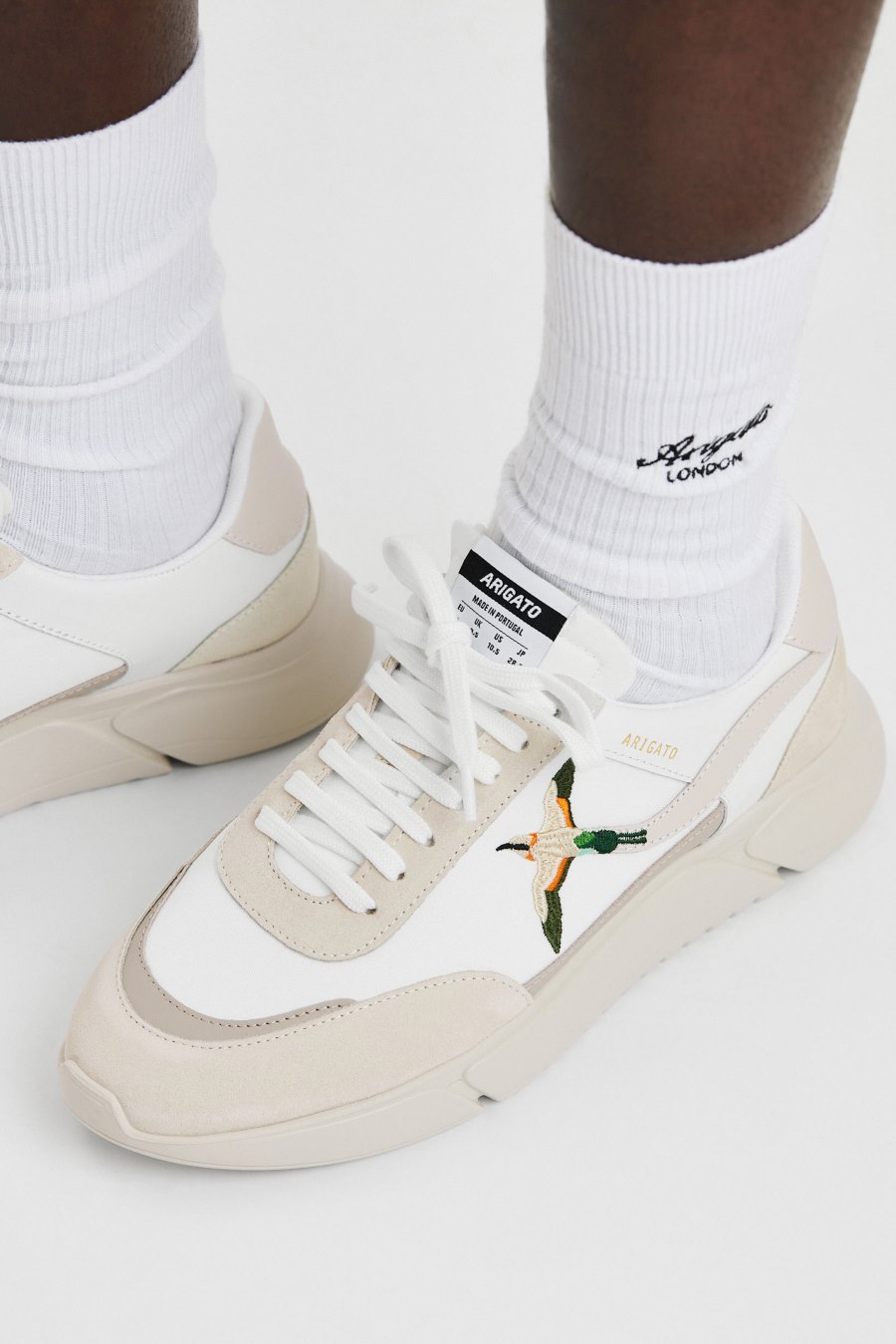 White / Beige Axel Arigato Genesis Stripe B Bird Runner Men's Sneakers South Africa | ZA7449-40