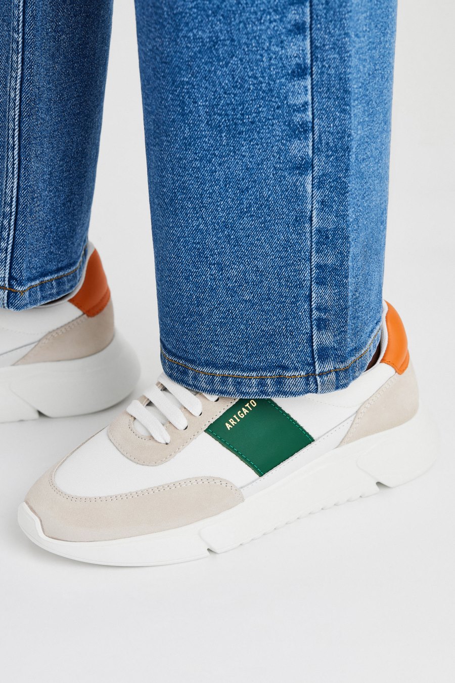 White / Green / Orange Axel Arigato Genesis Vintage Runner Women's Sneakers South Africa | ZA1715-48