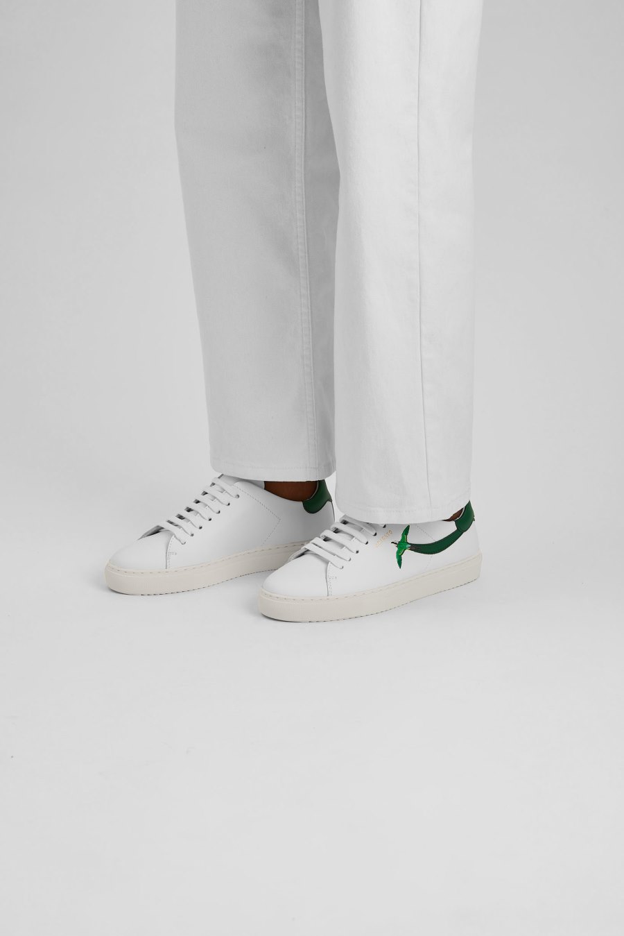 White / Kale Green Axel Arigato Clean 90 Stripe B Bird Women's Sneakers South Africa | ZA0778-42