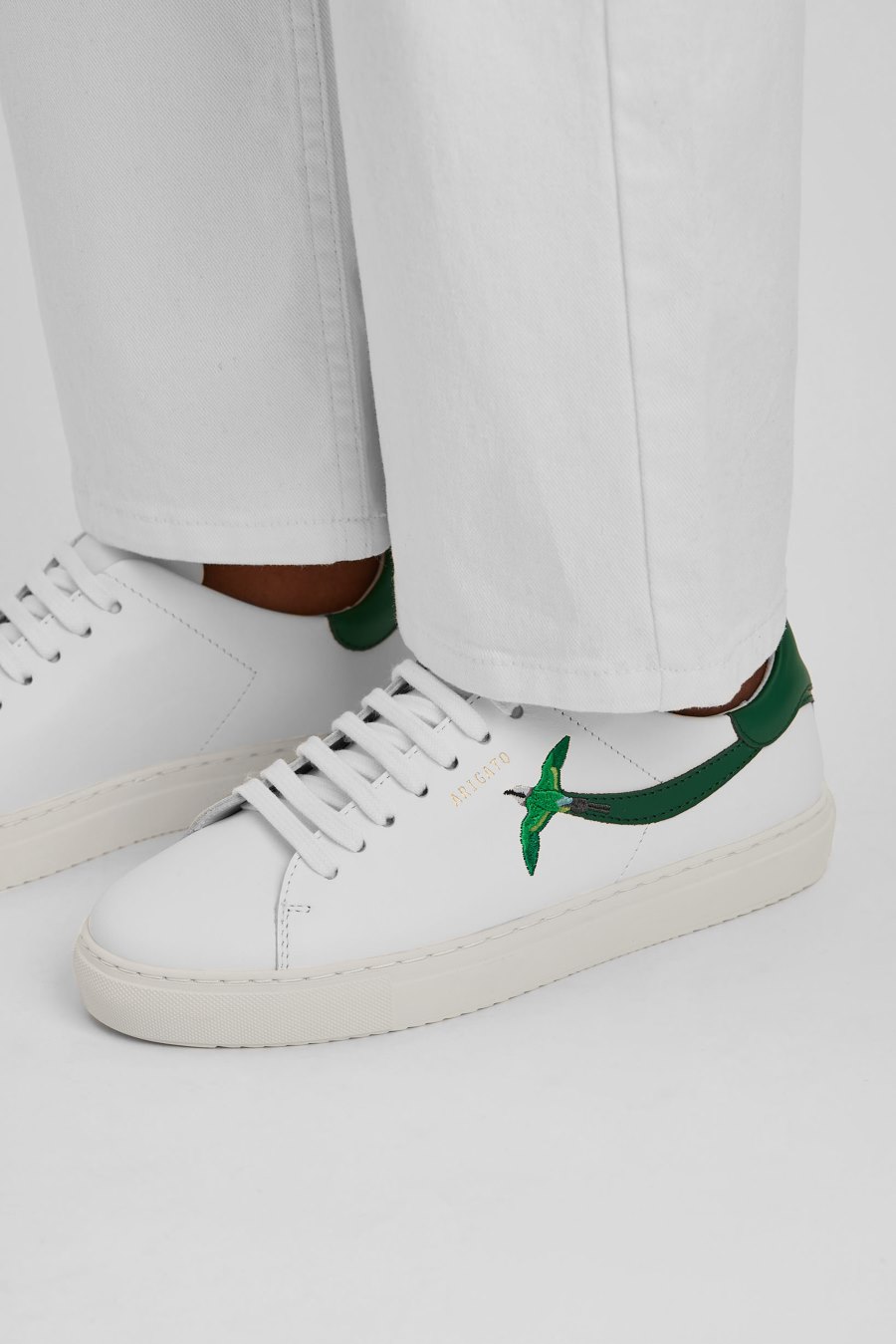 White / Kale Green Axel Arigato Clean 90 Stripe B Bird Women's Sneakers South Africa | ZA0778-42