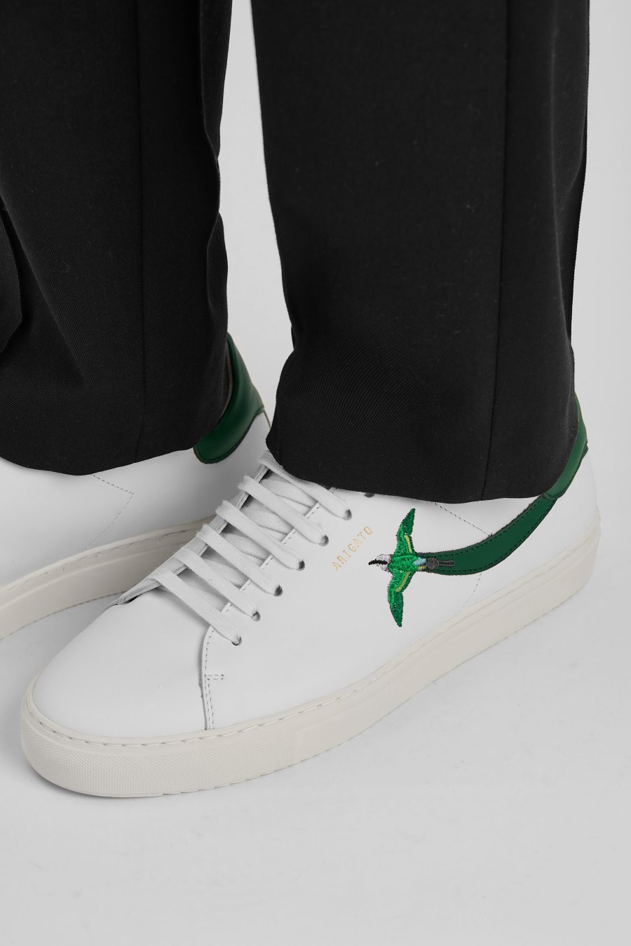 White / Kale Green Axel Arigato Clean 90 Stripe B Bird Men's Sneakers South Africa | ZA6654-20